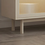 Elegant White Wooden Sideboard with Drawers & Glass Doors