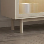 Elegant White Wooden Sideboard with Drawers & Glass Doors