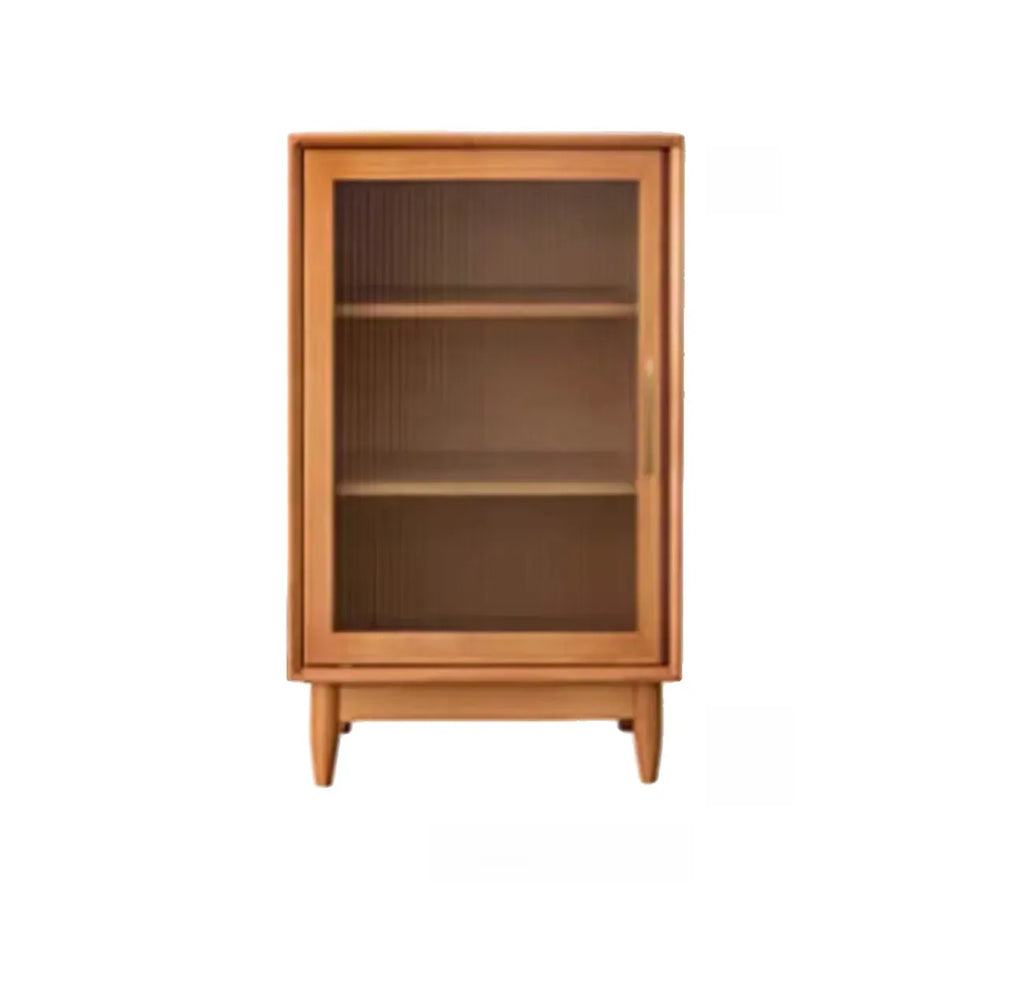 Modern Walnut Sideboard with Glass Doors and Storage