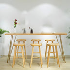 Elegant Long Bar Table with Wooden Stools