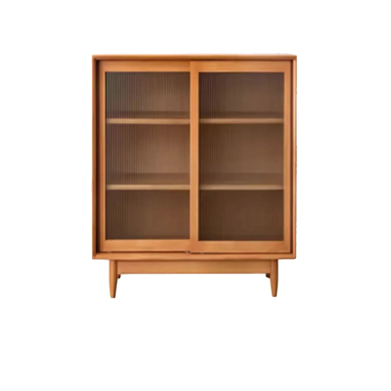 Modern Walnut Sideboard with Glass Doors and Storage
