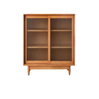 Modern Walnut Sideboard with Glass Doors and Storage