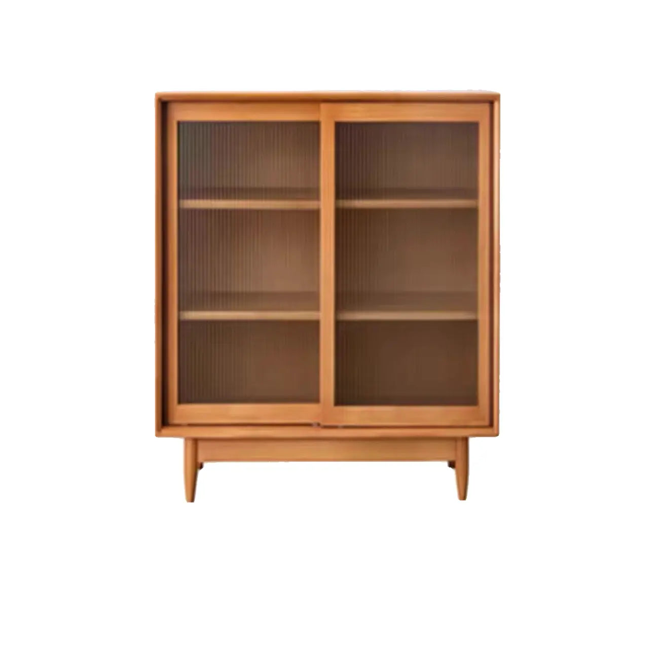 Modern Walnut Sideboard with Glass Doors and Storage