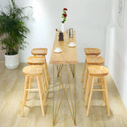 Elegant Long Bar Table with Wooden Stools