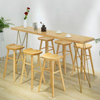 Elegant Long Bar Table with Wooden Stools