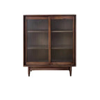 Modern Walnut Sideboard with Glass Doors and Storage