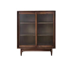 Modern Walnut Sideboard with Glass Doors and Storage