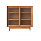 Modern Walnut Sideboard with Glass Doors and Storage