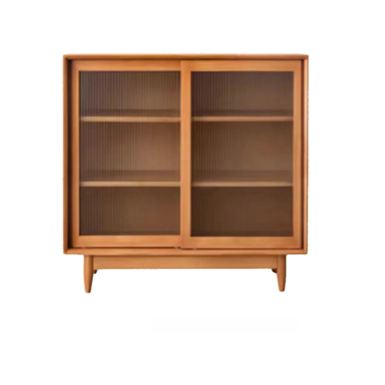 Modern Walnut Sideboard with Glass Doors and Storage