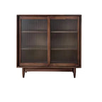 Modern Walnut Sideboard with Glass Doors and Storage