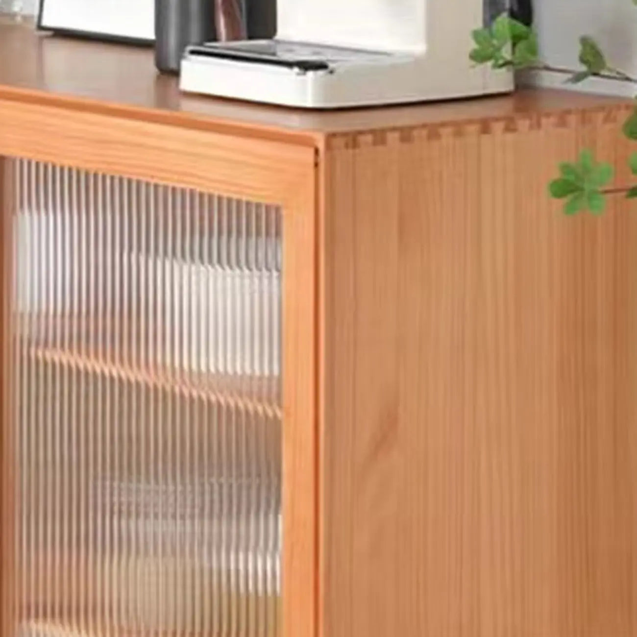 Modern Walnut Sideboard with Glass Doors and Storage