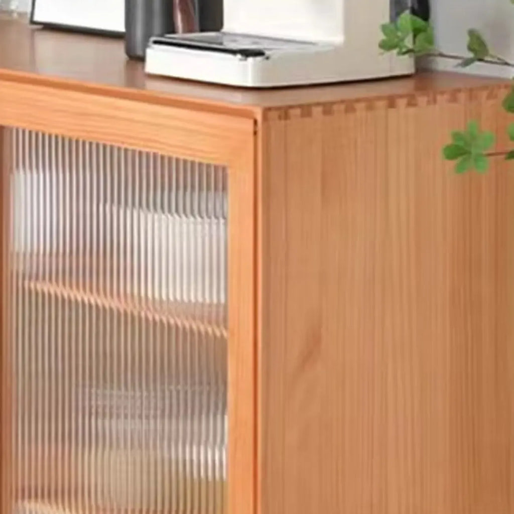 Modern Walnut Sideboard with Glass Doors and Storage