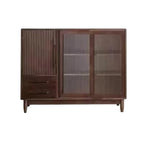 Modern Walnut Sideboard with Glass Doors and Storage