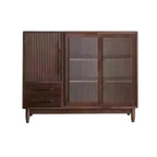 Modern Walnut Sideboard with Glass Doors and Storage