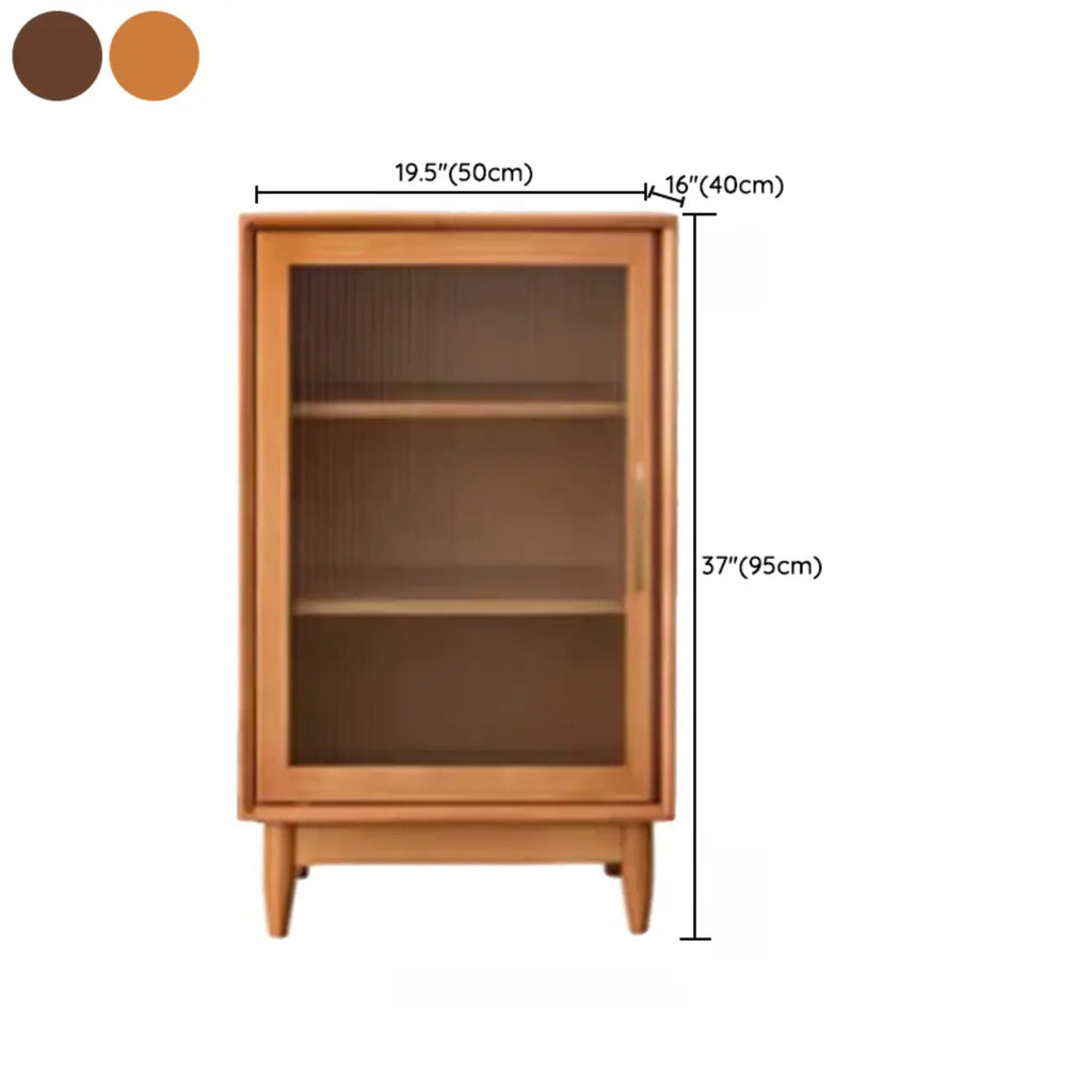 Modern Walnut Sideboard with Glass Doors and Storage
