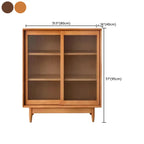 Modern Walnut Sideboard with Glass Doors and Storage
