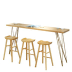 Elegant Long Bar Table with Wooden Stools