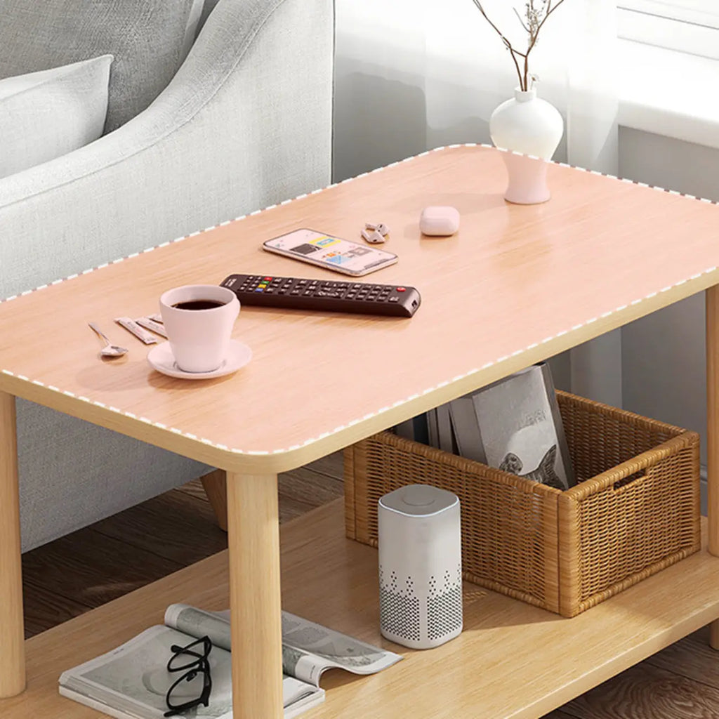 Square White Wood Side Table with Shelf