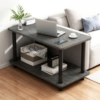 Square White Wood Side Table with Shelf