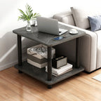 Square White Wood Side Table with Shelf
