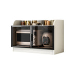 Modern White Wooden Sideboard with Glass Doors for Kitchen