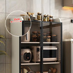 Modern White Wooden Sideboard with Glass Doors for Kitchen