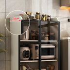 Modern White Wooden Sideboard with Glass Doors for Kitchen
