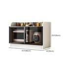 Modern White Wooden Sideboard with Glass Doors for Kitchen