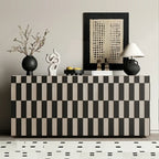 Modern Wooden Sideboard with Storage in Black-White Striped