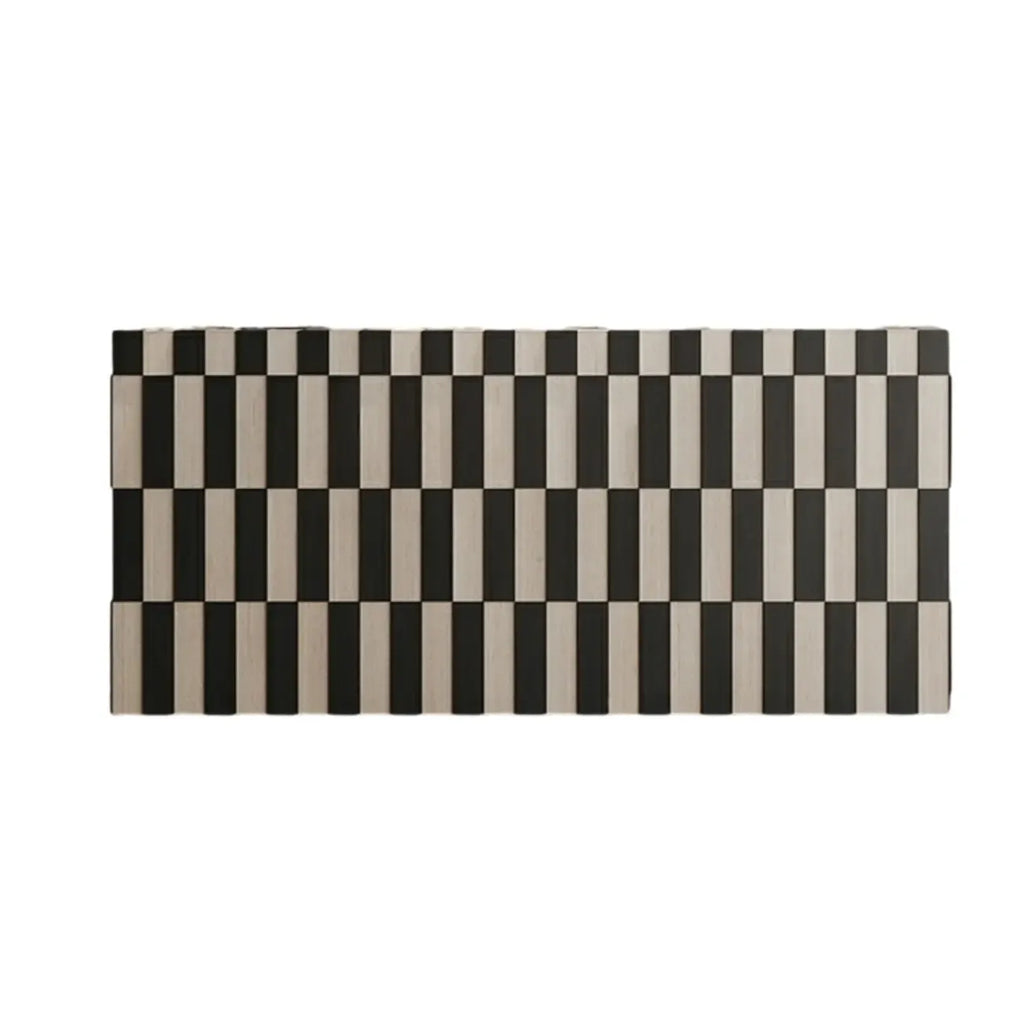 Modern Wooden Sideboard with Storage in Black-White Striped