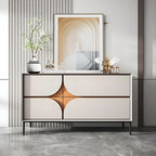 Glam Geometric Wooden Buffet Table with Storage