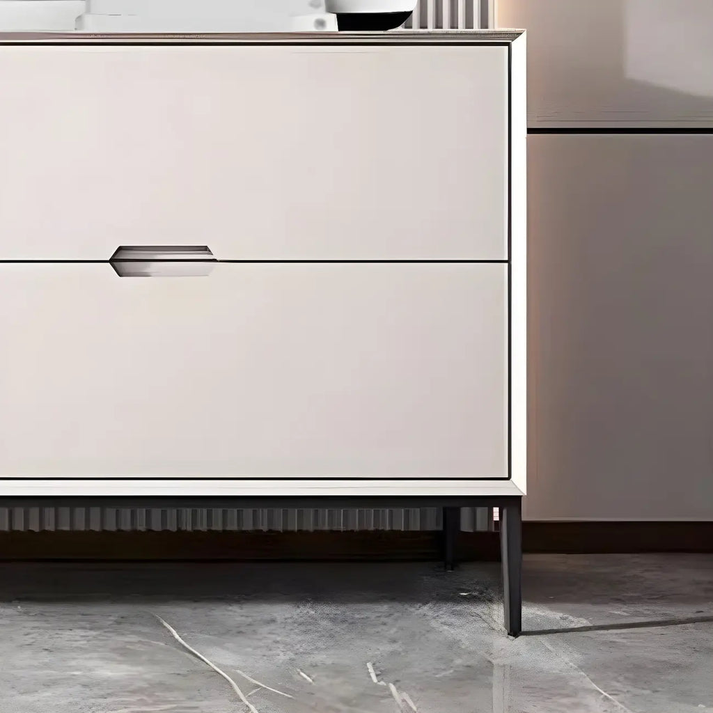 Glam Geometric Wooden Buffet Table with Storage