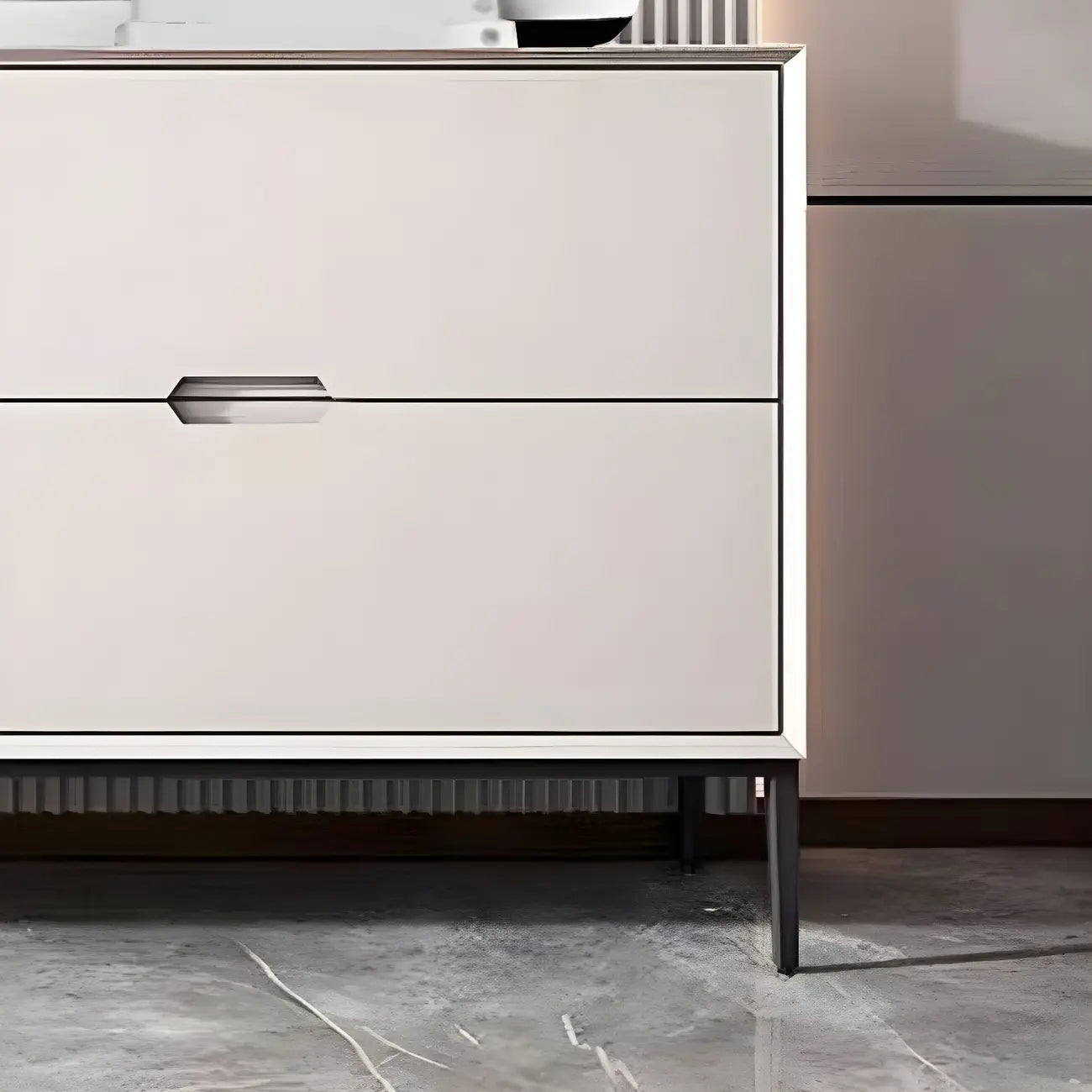 Glam Geometric Wooden Buffet Table with Storage