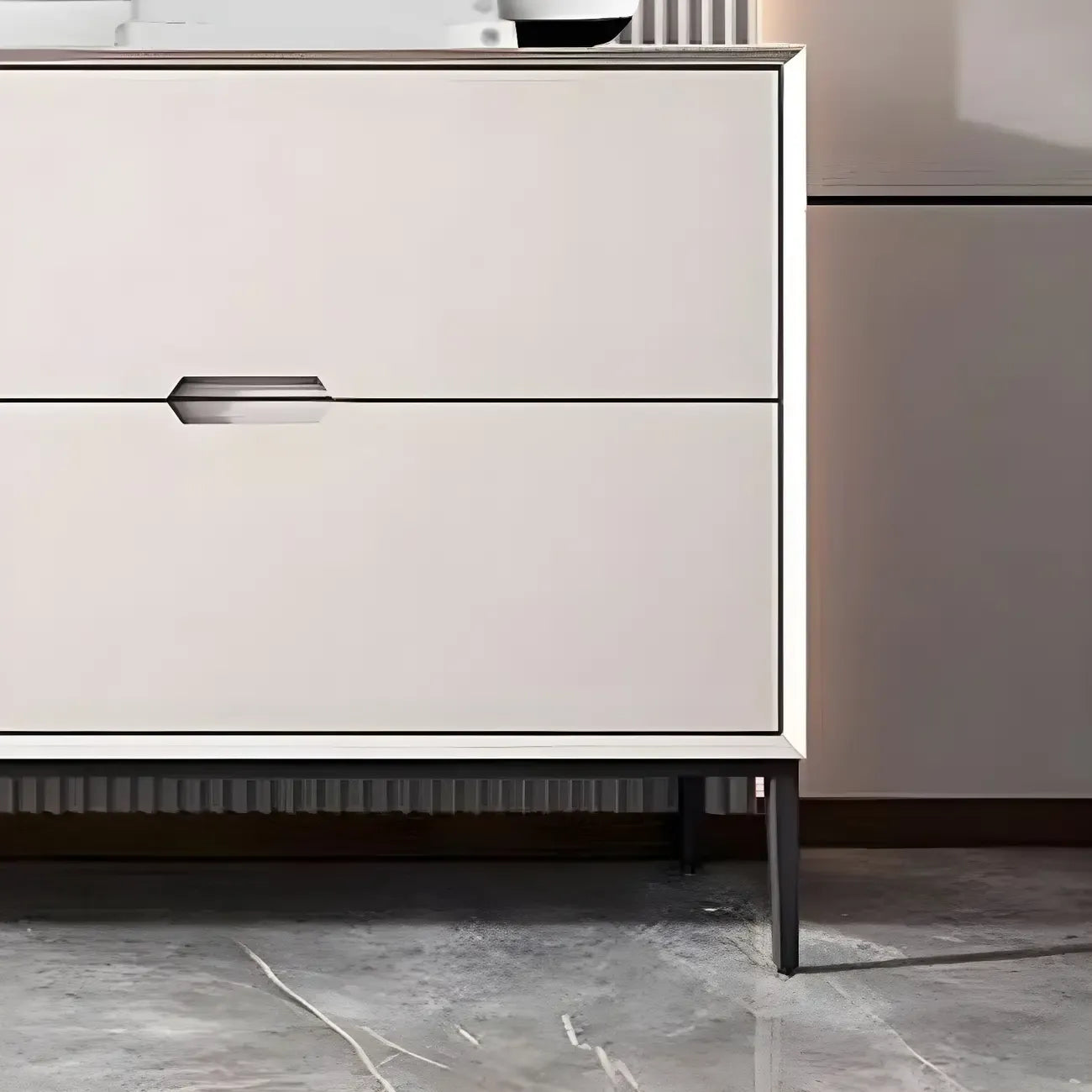 Glam Geometric Wooden Buffet Table with Storage