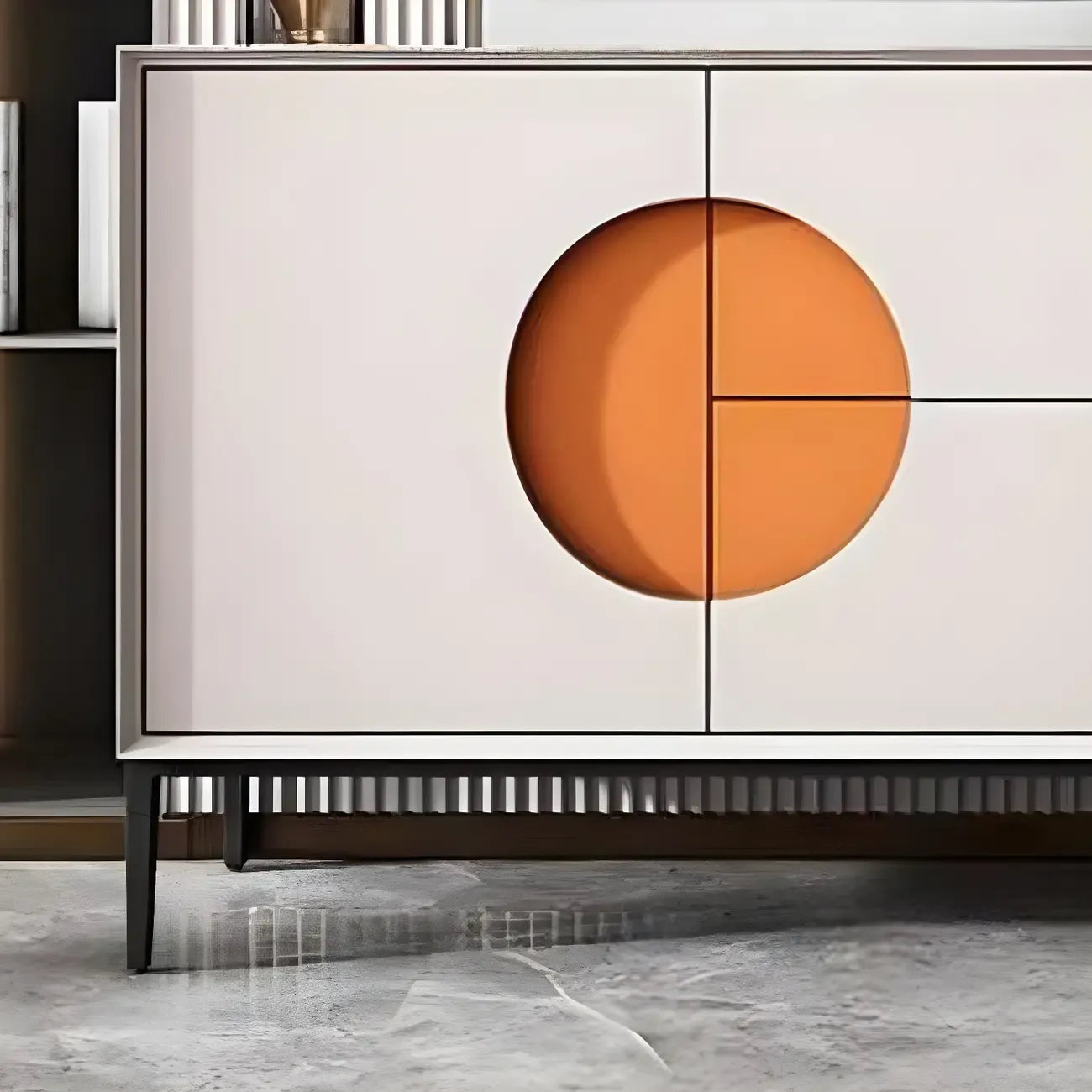 Glam Geometric Wooden Buffet Table with Storage