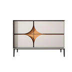 Glam Geometric Wooden Buffet Table with Storage