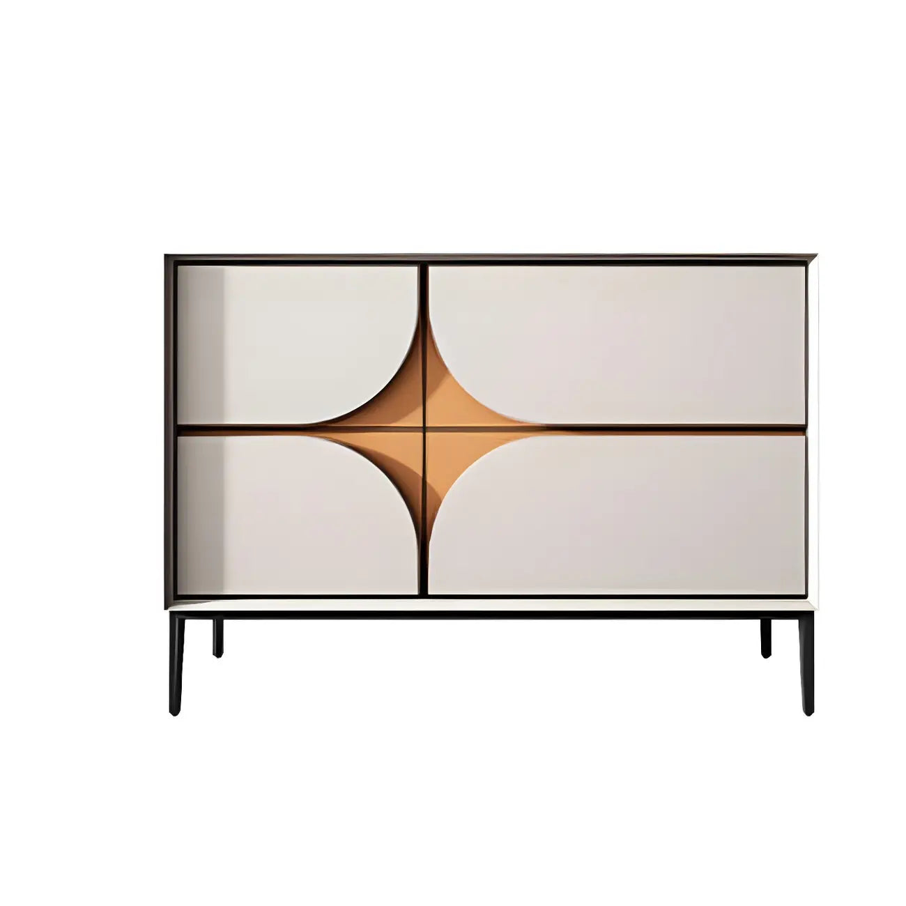 Glam Geometric Wooden Buffet Table with Storage