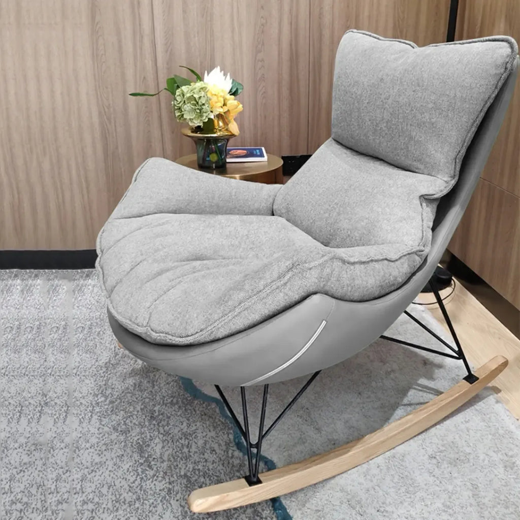 Mid Century Modern Upholstered Rocking Chair with Ottoman