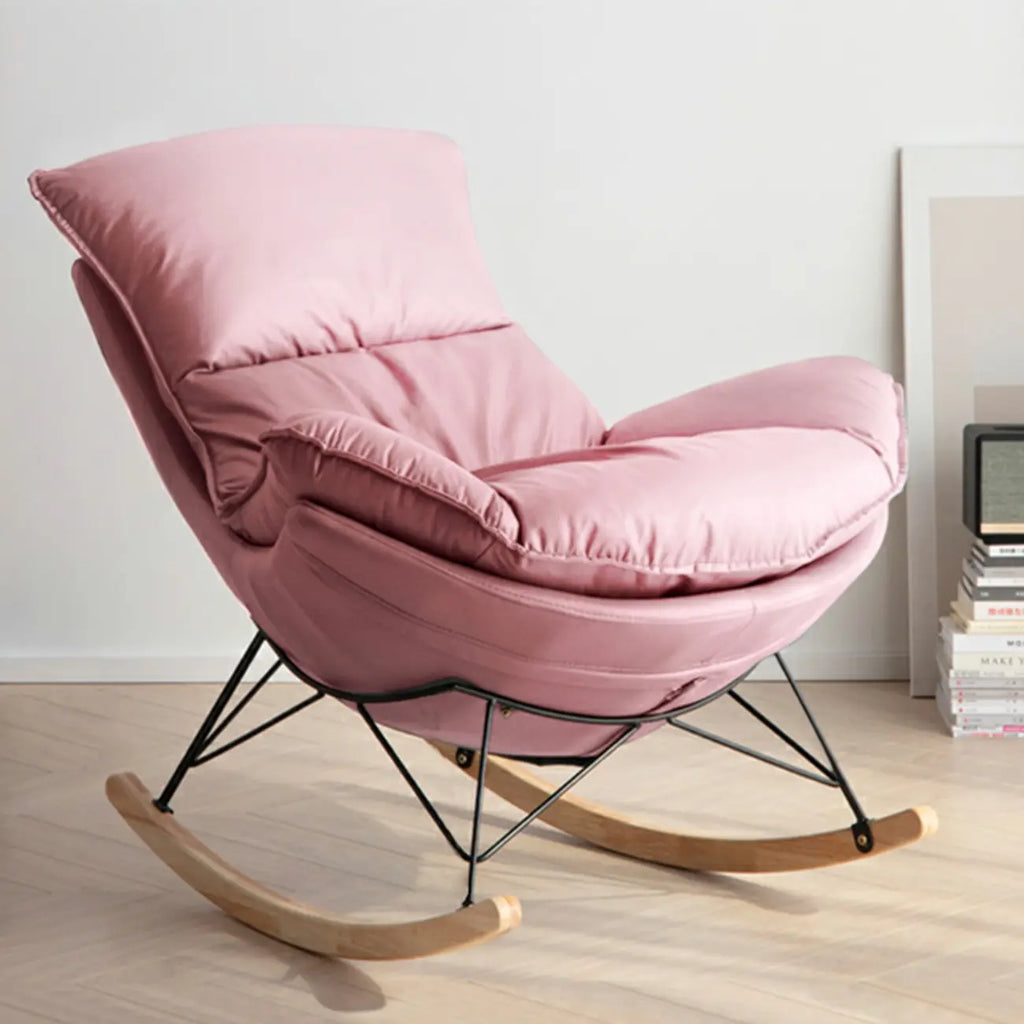 Mid Century Modern Upholstered Rocking Chair with Ottoman