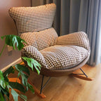 Mid Century Modern Upholstered Rocking Chair with Ottoman