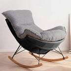 Mid Century Modern Upholstered Rocking Chair with Ottoman