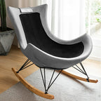 Mid Century Modern Upholstered Rocking Chair with Ottoman