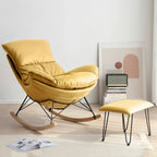 Mid Century Modern Upholstered Rocking Chair with Ottoman