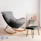 Mid Century Modern Upholstered Rocking Chair with Ottoman