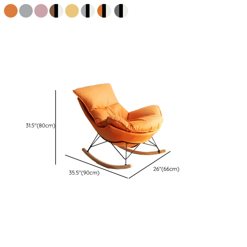 Mid Century Modern Upholstered Rocking Chair with Ottoman