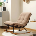 Minimalistic Flannel Cushioned Rocking Chair for Living Room