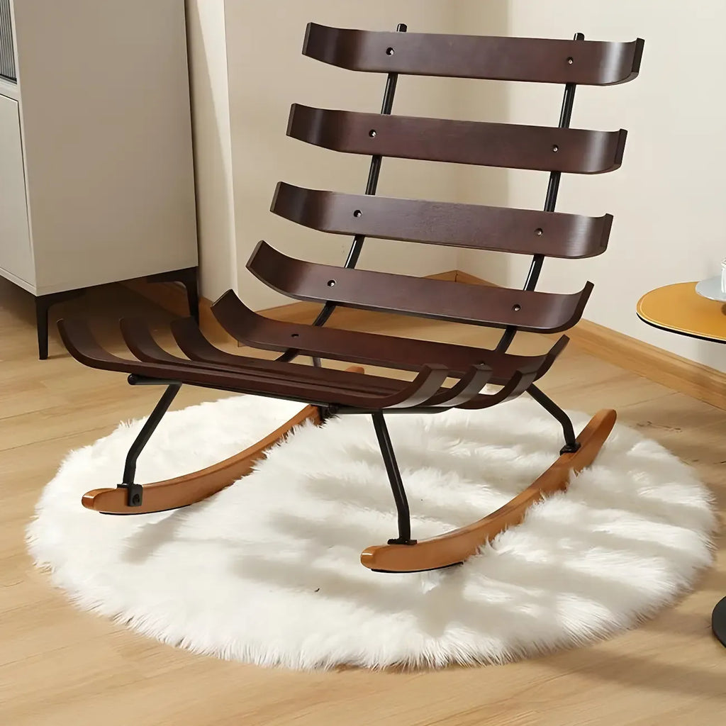 Minimalistic Flannel Cushioned Rocking Chair for Living Room