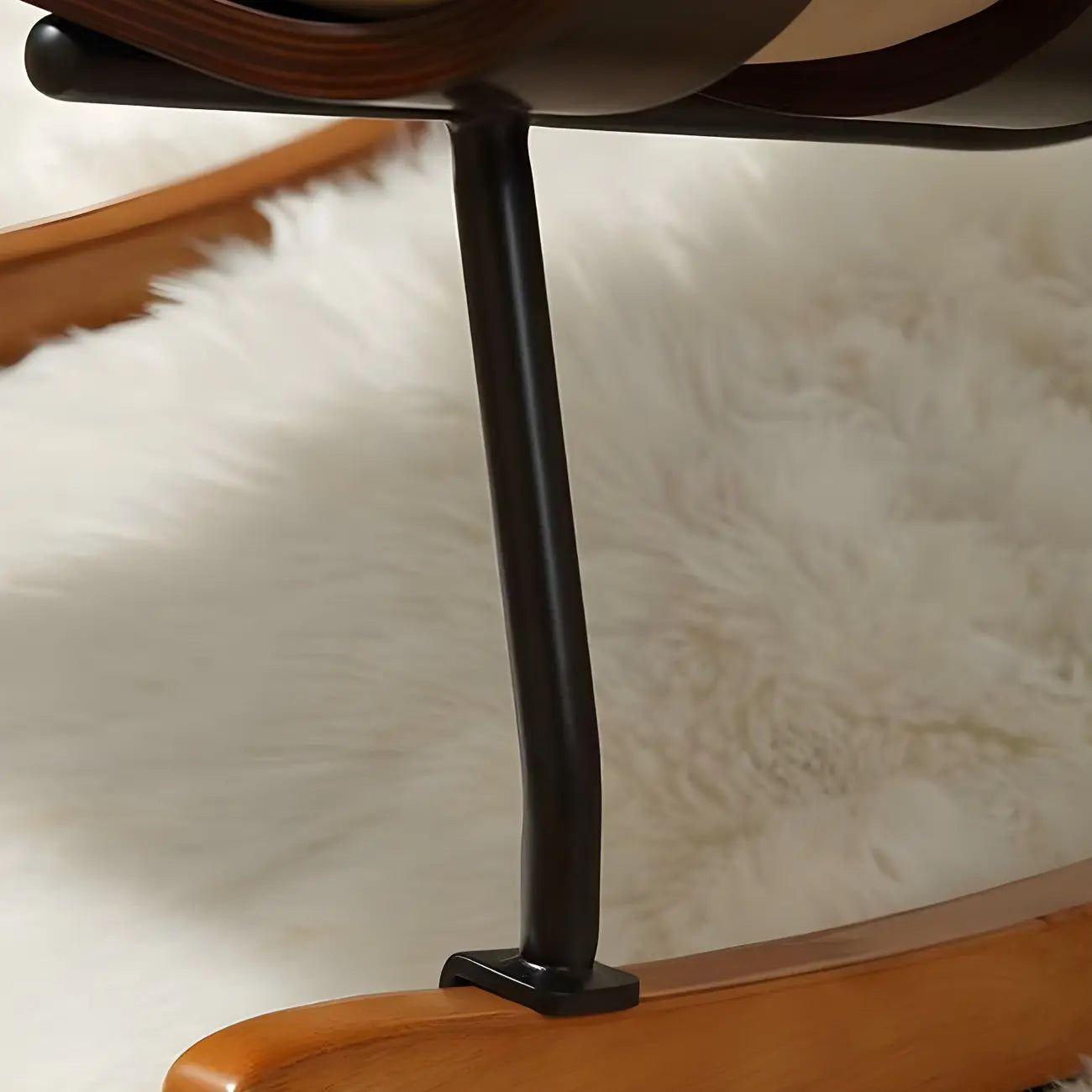 Minimalistic Flannel Cushioned Rocking Chair for Living Room