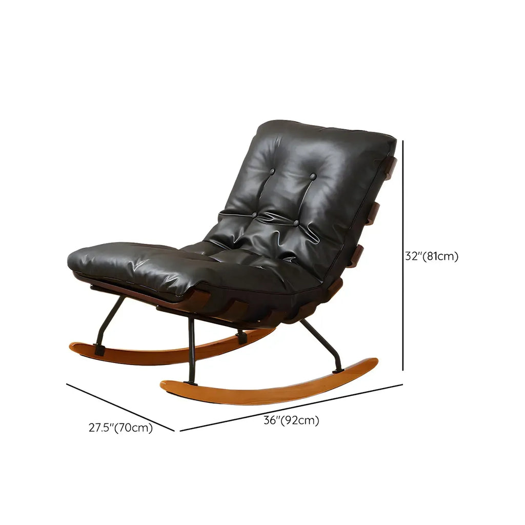 Minimalistic Flannel Cushioned Rocking Chair for Living Room