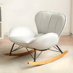 Wingback Faux Leather Rocking Chair with Ottoman for Indoor
